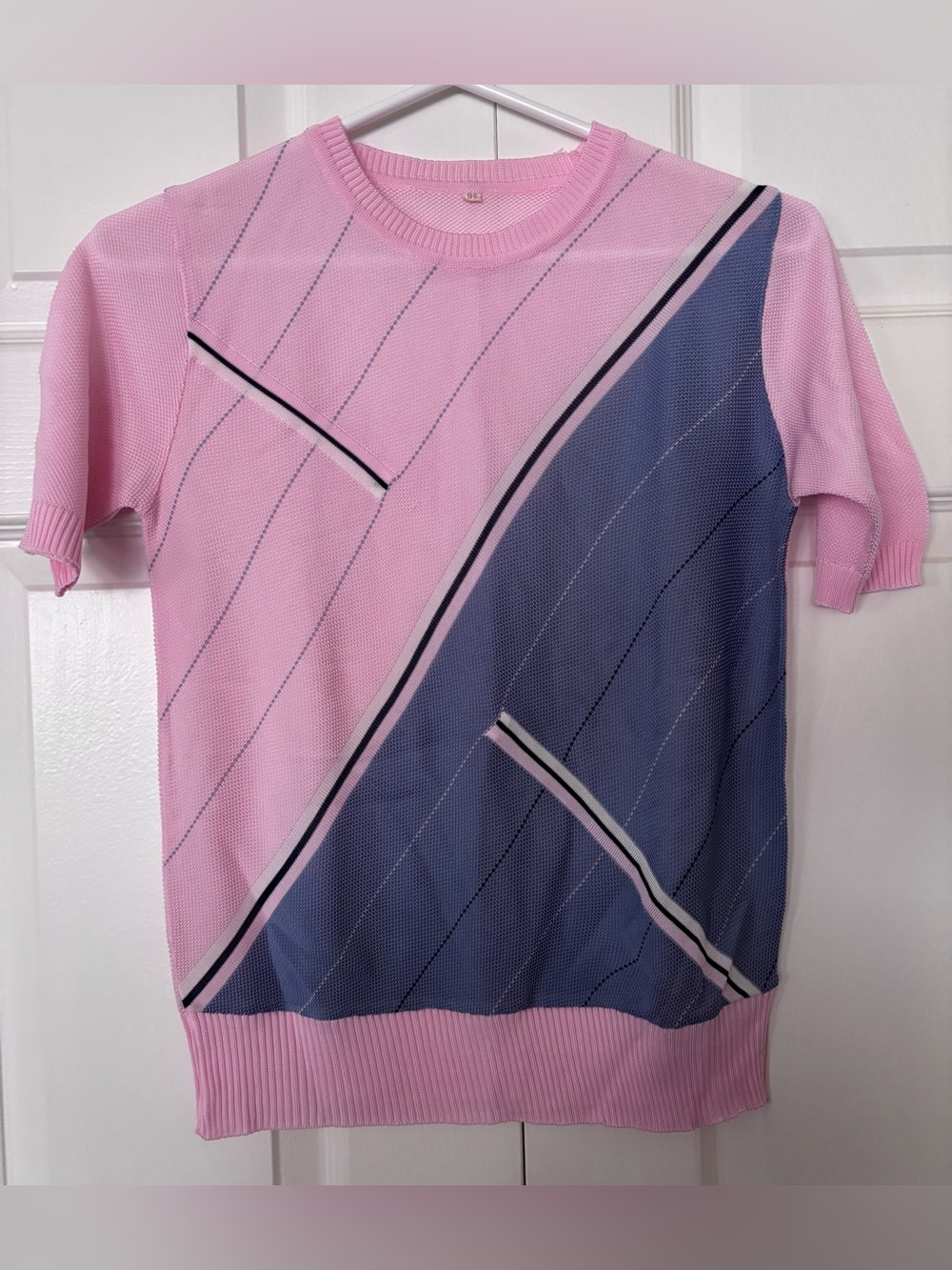 Vintage Pink and Blue Short Sleeve Knit Tee Top